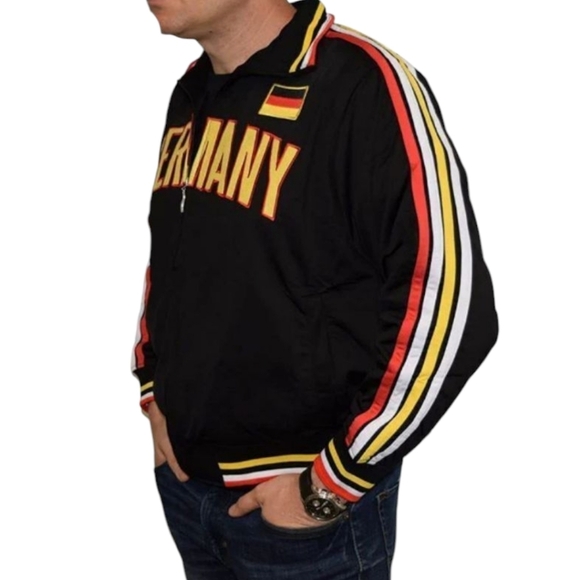 Ghast Black/Red/Gold Bomber Soccer Embroidered Jacket German Flag Details Sz L - Picture 6 of 8